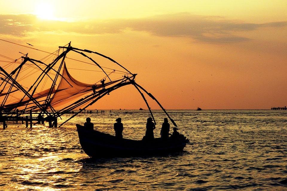 Zonsondergang in Kochi, India