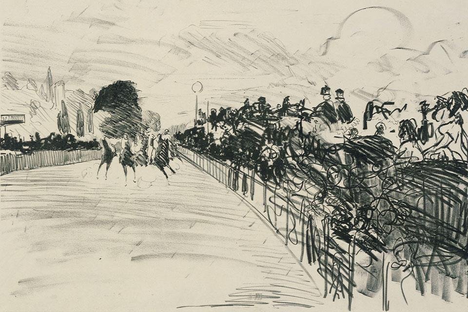 Édouard Manet, Das Rennen, 1865, Lithographie © Staatliche Museen zu Berlin